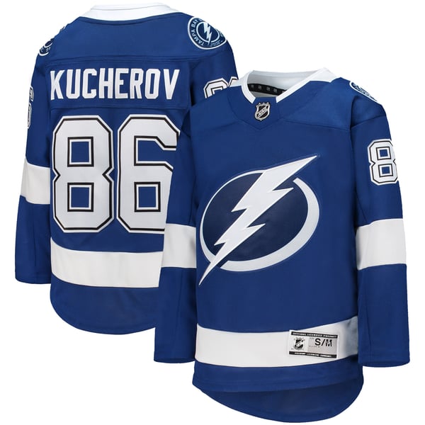 Youth Tampa Bay Lightning Nikita Kucherov Blue Home Premier Player Jersey - Image 1