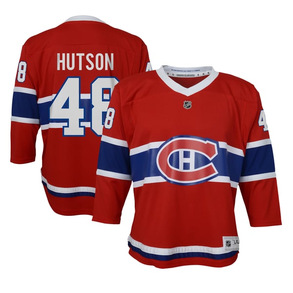 Youth Montreal Canadiens Lane Hutson Outerstuff Red  Home ReplicaJersey - Image 2
