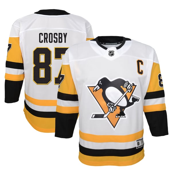 Youth Pittsburgh Penguins Sidney Crosby Outerstuff White Away Captain's Patch Jersey - Image 2