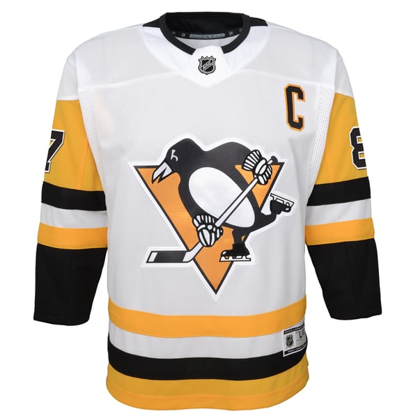 Youth Pittsburgh Penguins Sidney Crosby Outerstuff White Away Captain's Patch Jersey - Image 3