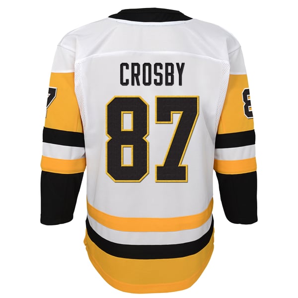 Youth Pittsburgh Penguins Sidney Crosby Outerstuff White Away Captain's Patch Jersey - Image 4