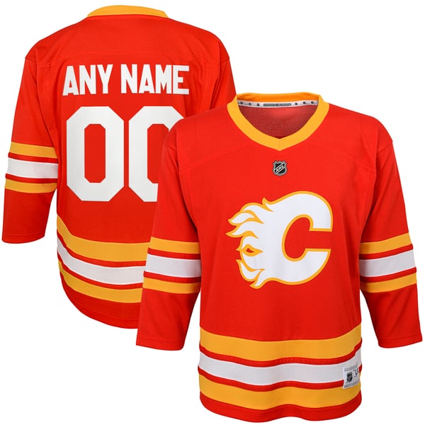 Youth Calgary Flames Red Home Replica Custom Jersey - Image 2