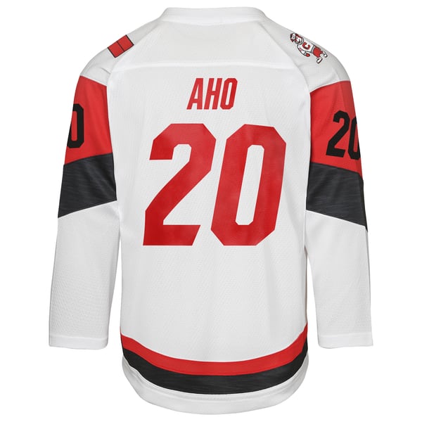 Youth Carolina Hurricanes Sebastian Aho White Away Replica Player Jersey - Image 4
