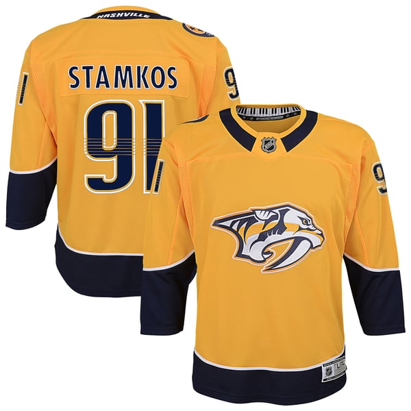 Youth Nashville Predators Steven Stamkos Gold Home Premier Player Jersey - Image 2