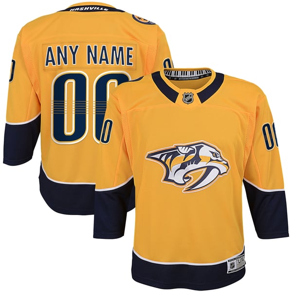 Youth Nashville Predators Yellow Home Premier Custom Jersey - Image 2