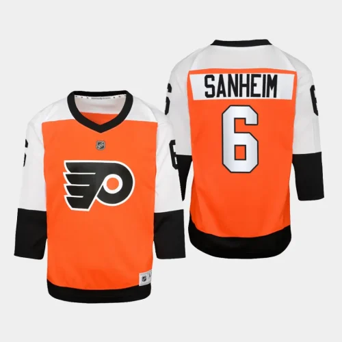 Youth Philadelphia Flyers Travis Sanheim #6 Home Replica Player Jersey Burnt Orange